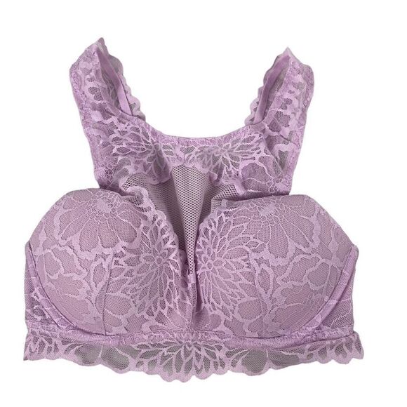 Victoria's Secret PINK Floral Lace High Neck Lavender Padded Bralette - Picture 1 of 6